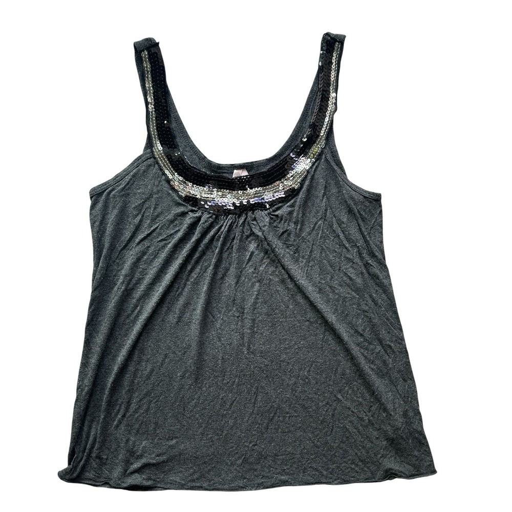 Sparkle & Fade Sequin Scoop Neck Tank Top M | Y2K ‎ 2000s Indie Sleaze Aesthetic